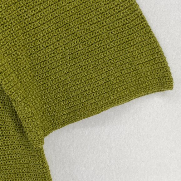 CONCEPT WOMAN Sweater 1X Ramie Cotton Crochet Jumper 3/4 Sleeve Pullover Green - Picture 7 of 11